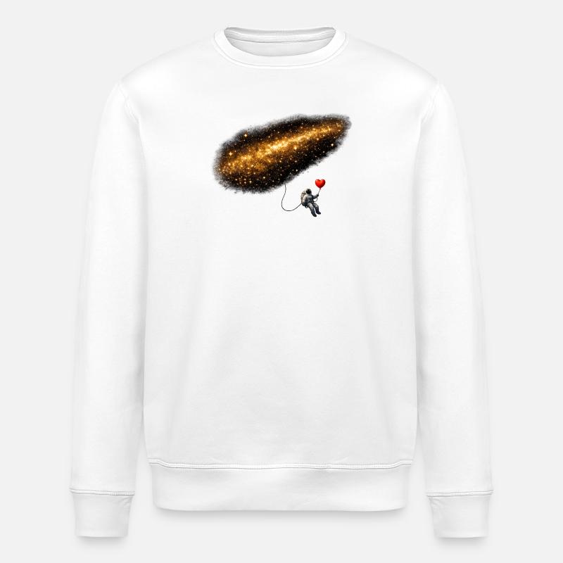 Astronaut im Kosmos mit Herzballon - Stanley/Stella Unisex Bio-Sweatshirt ROLLER - Weiß