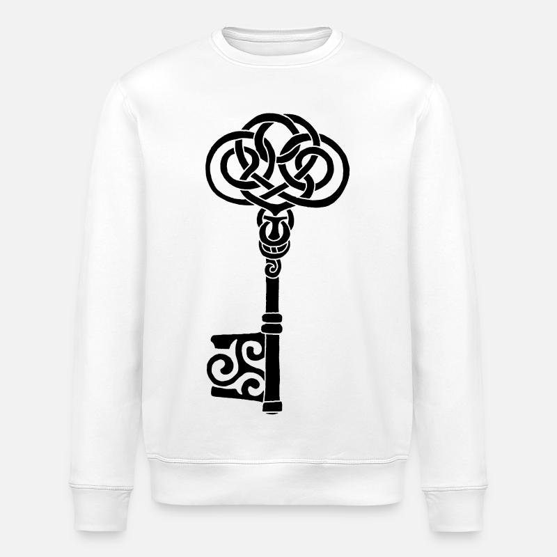 Black Celtic Key - Stanley/Stella ROLLER Unisex Organic Sweatshirt - white