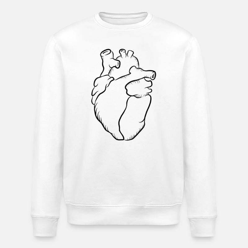 Anatomischer Herzlinien-Print - Stanley/Stella Unisex Bio-Sweatshirt ROLLER - Weiß