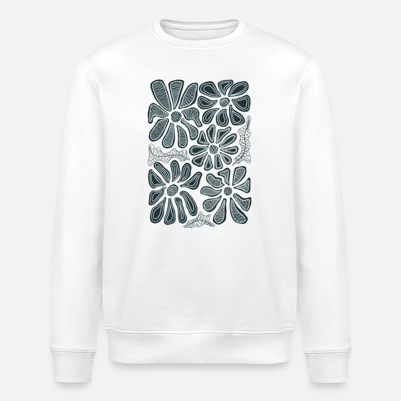 Doodle Daisy Bloom Blumen-Skizze - Stanley/Stella Unisex Bio-Sweatshirt ROLLER - Weiß