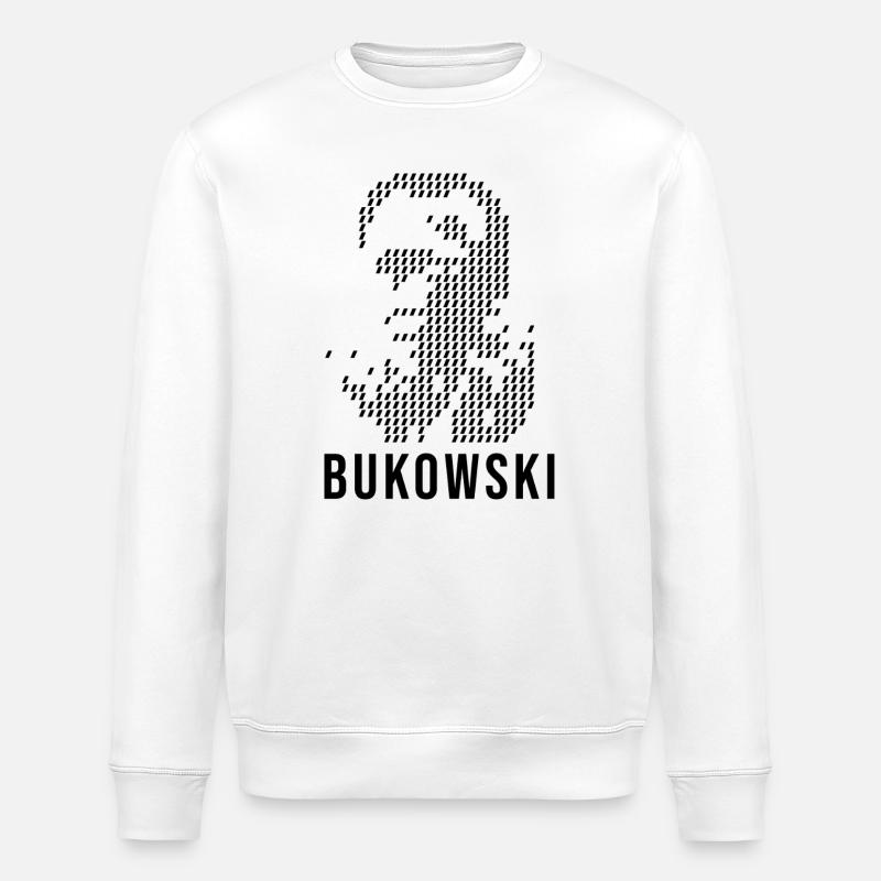 Charles Bukowskis geometrisches Designporträt - Stanley/Stella Unisex Bio-Sweatshirt ROLLER - Weiß