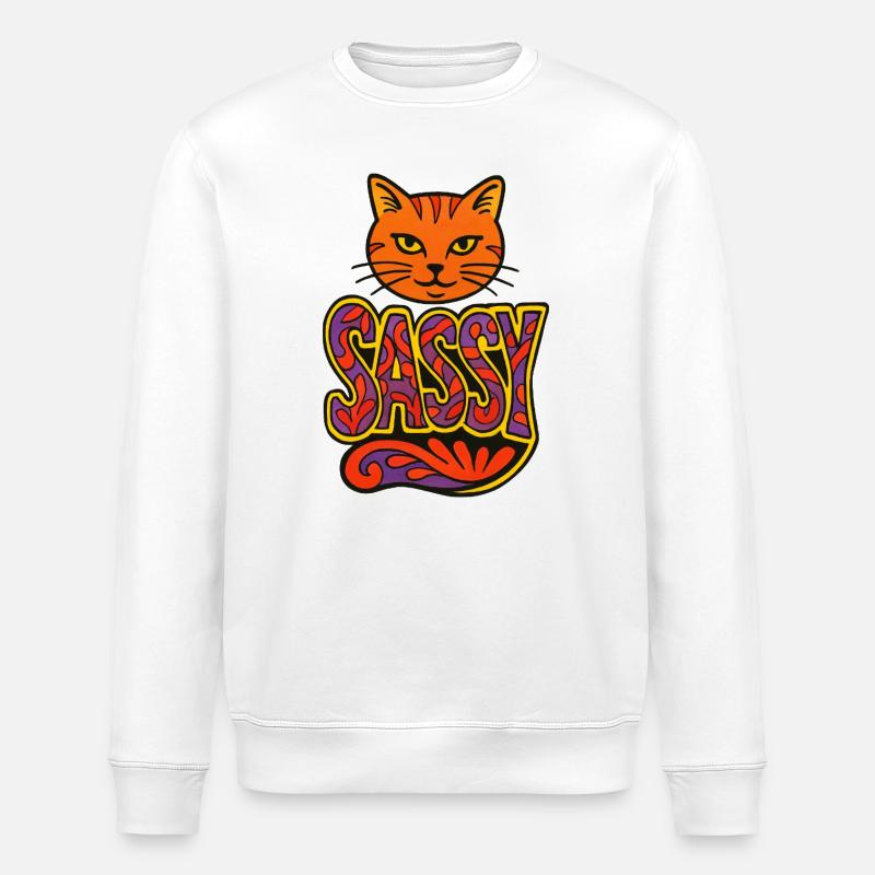 Sassy Cat Psychedelic Script - Stanley/Stella Unisex Bio-Sweatshirt ROLLER - Weiß