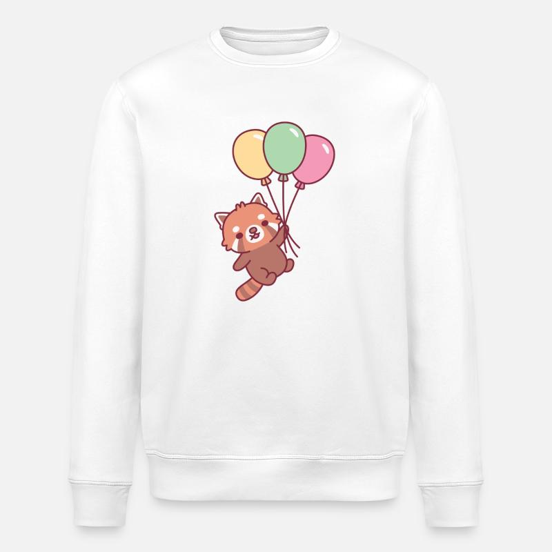 Süßer roter Panda und Luftballons - Stanley/Stella Unisex Bio-Sweatshirt ROLLER - Weiß