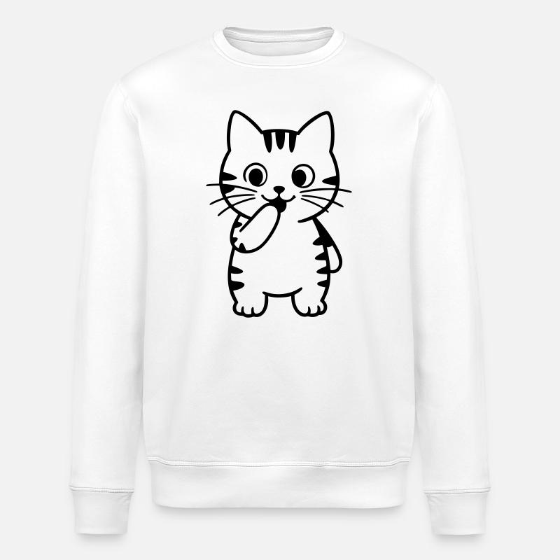 tigerkatze-steht-kontur - Stanley/Stella Unisex Bio-Sweatshirt ROLLER - Weiß