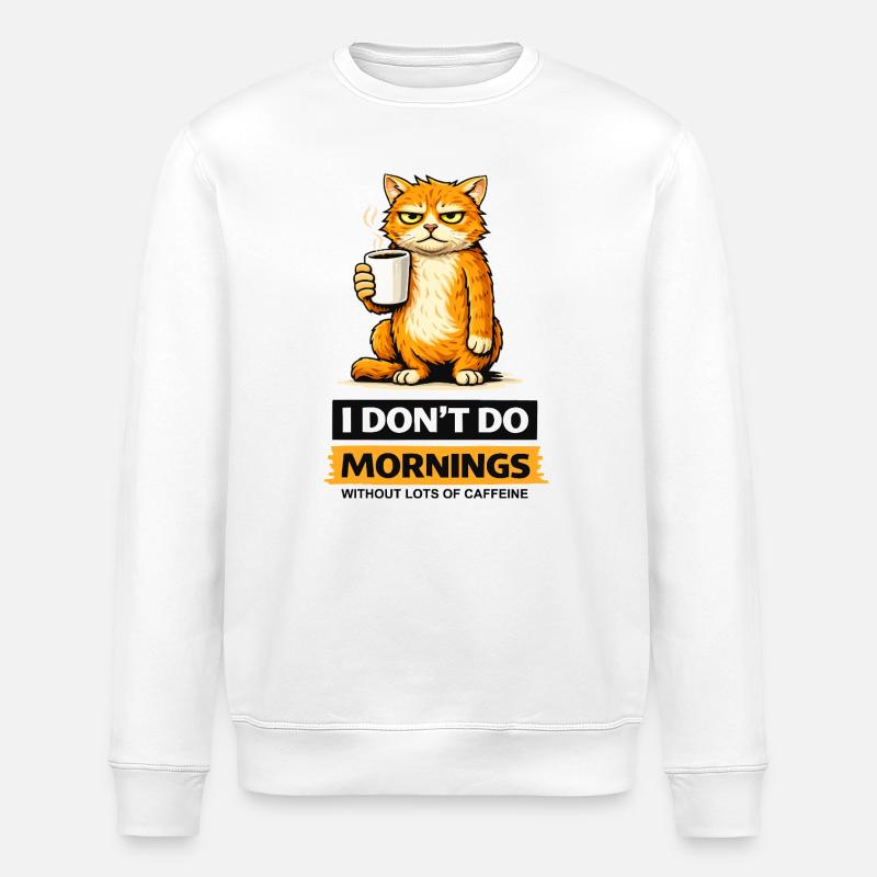 Morgen-Katzen-Kaffee-Einstellung - Stanley/Stella Unisex Bio-Sweatshirt ROLLER - Weiß