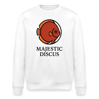 Majestätischer kreisförmiger Diskusfisch-Logo - Stanley/Stella Unisex Bio-Sweatshirt ROLLER - Weiß - Vorne - Nik (191cm)