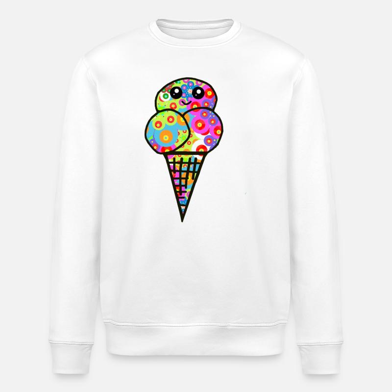 Buntes Blüten-Eisdesign Eiscreme Retro 60er - Stanley/Stella ROLLER Unisex Organic Sweatshirt - white