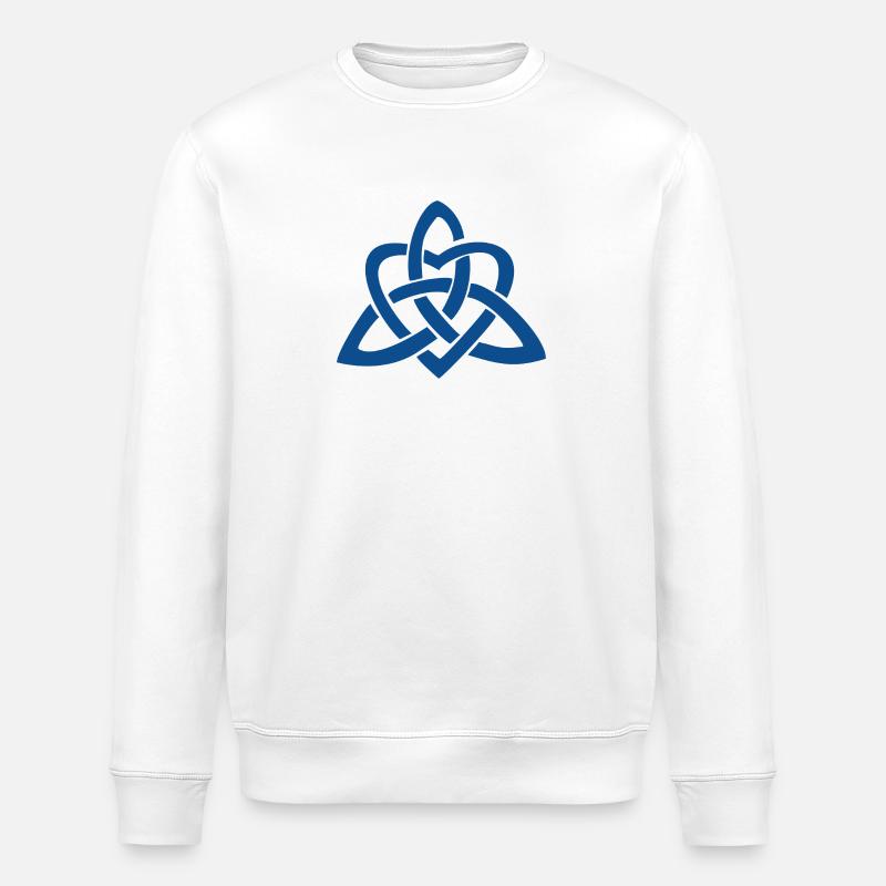 Blue Celtic Knot Heart - Stanley/Stella ROLLER Unisex Organic Sweatshirt - white