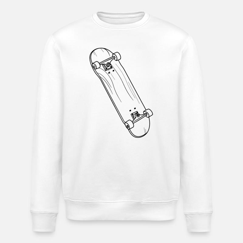 Skateboard Drawing - Stanley/Stella ROLLER Unisex Organic Sweatshirt - white