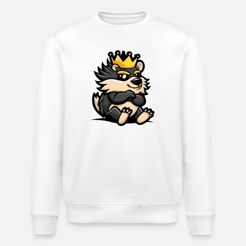 Igel Cartoon Krone - Stanley/Stella Unisex Bio-Sweatshirt ROLLER - Weiß