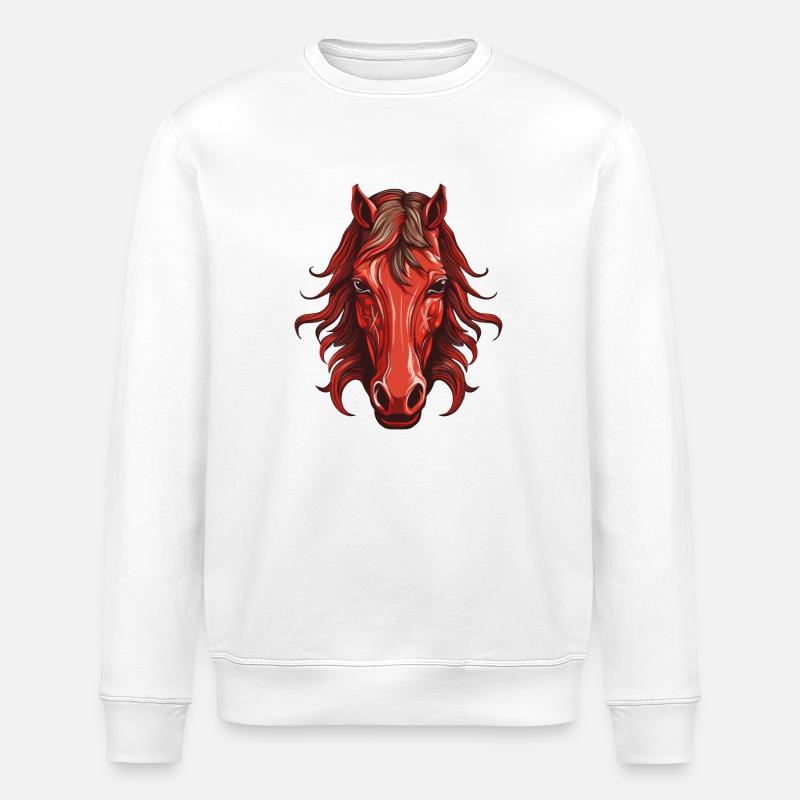 Rotes Pferd - Pferdekopf Design - Stanley/Stella Unisex Bio-Sweatshirt ROLLER - Weiß