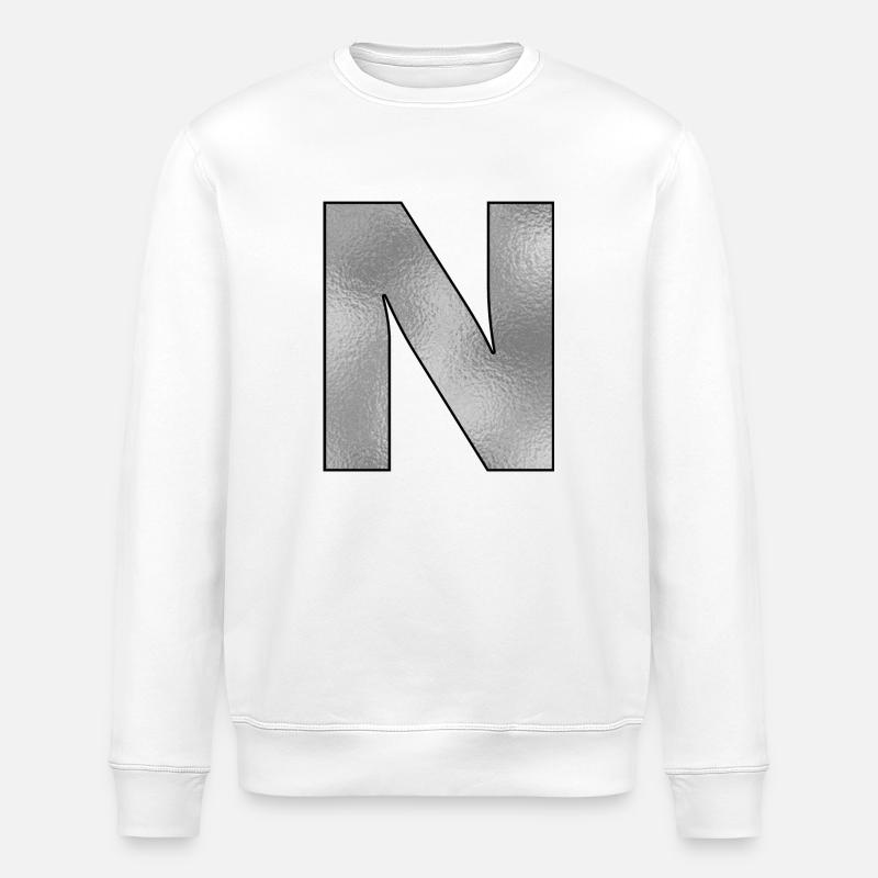 Buchstabe N Silber - Stanley/Stella Unisex Bio-Sweatshirt ROLLER - Weiß
