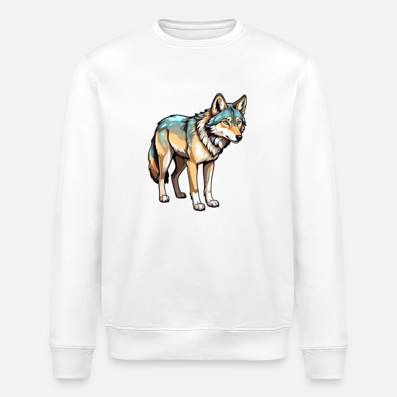 Wolf Fantasy Illustration - Stanley/Stella Unisex Bio-Sweatshirt ROLLER - Weiß