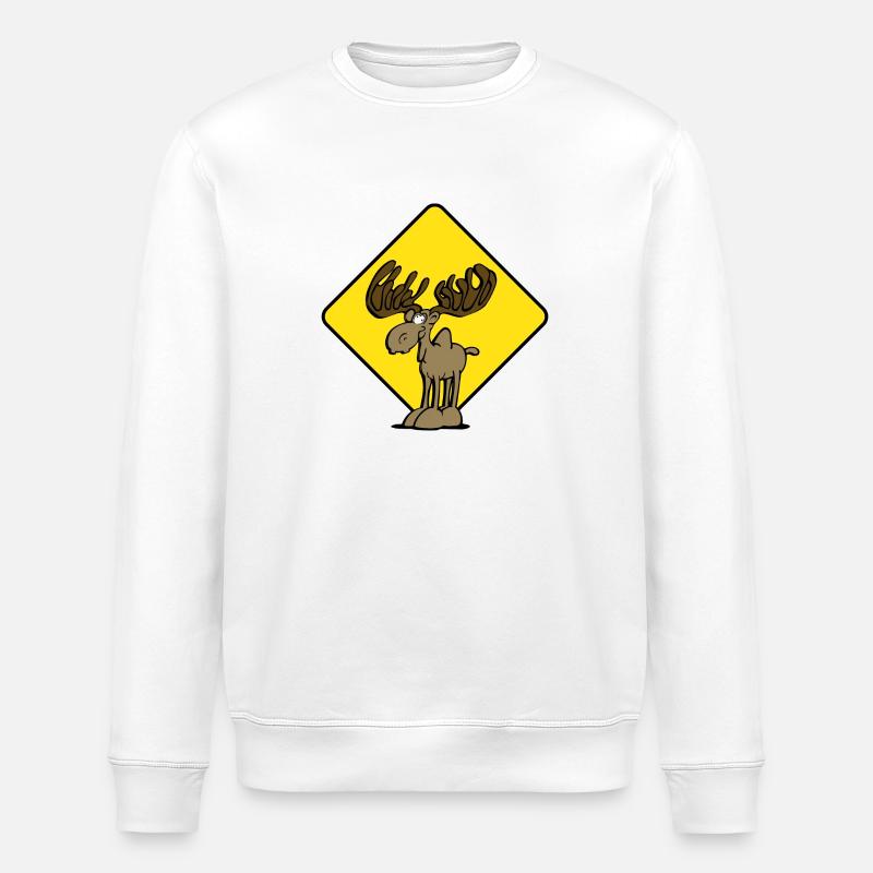 Caution Moose Moose - Stanley/Stella ROLLER Unisex Organic Sweatshirt - white