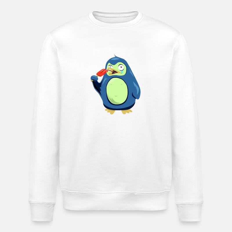 Frozen Pinguin isst Eis - Stanley/Stella Unisex Bio-Sweatshirt ROLLER - Weiß