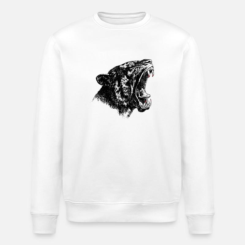 Schwarzer Panther Raubkatze - Stanley/Stella Unisex Bio-Sweatshirt ROLLER - Weiß