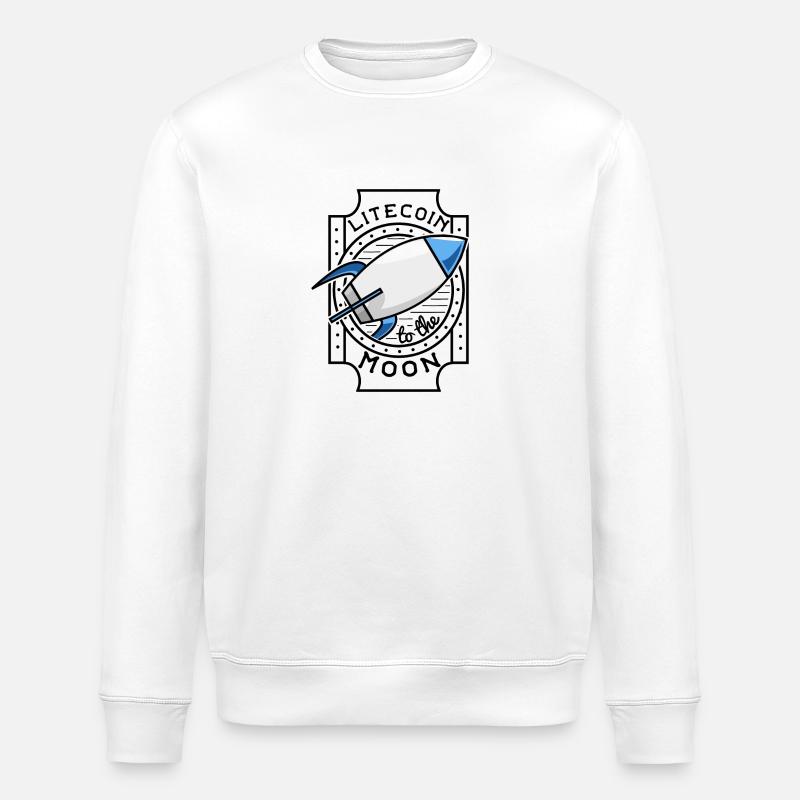 Litecoin à la Lune - Sweat bio ROLLER Stanley/Stella Unisexe - blanc