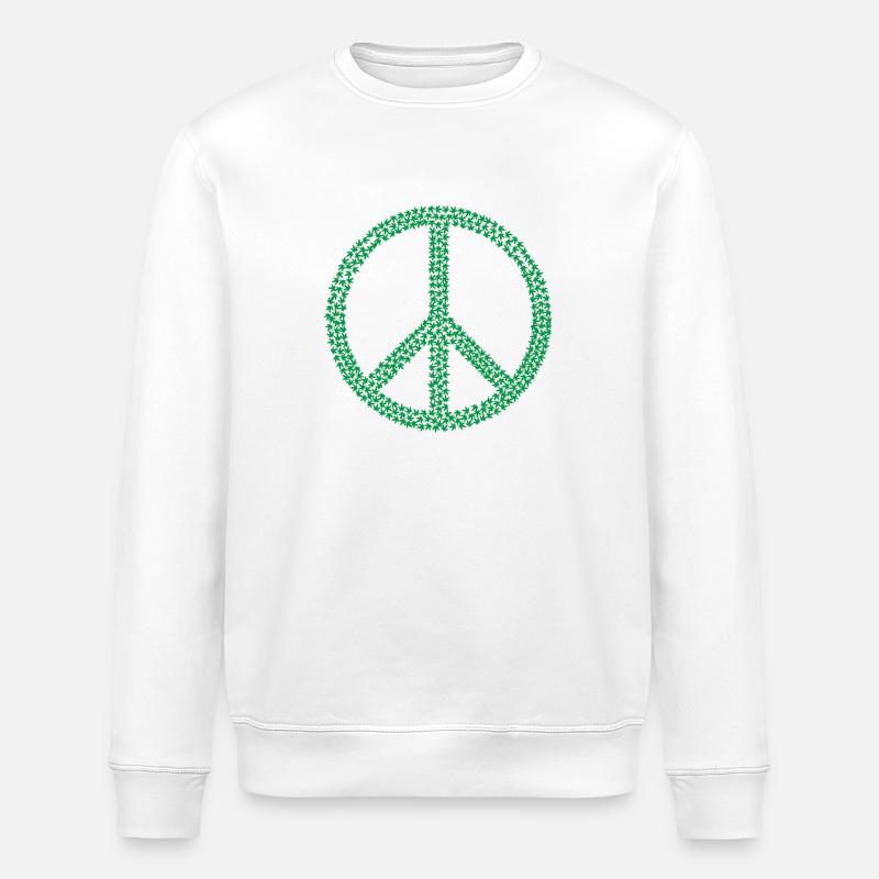 Peace Zeichen Hanfblätter Geschenk Geschenkidee - Stanley/Stella Unisex Bio-Sweatshirt ROLLER - Weiß