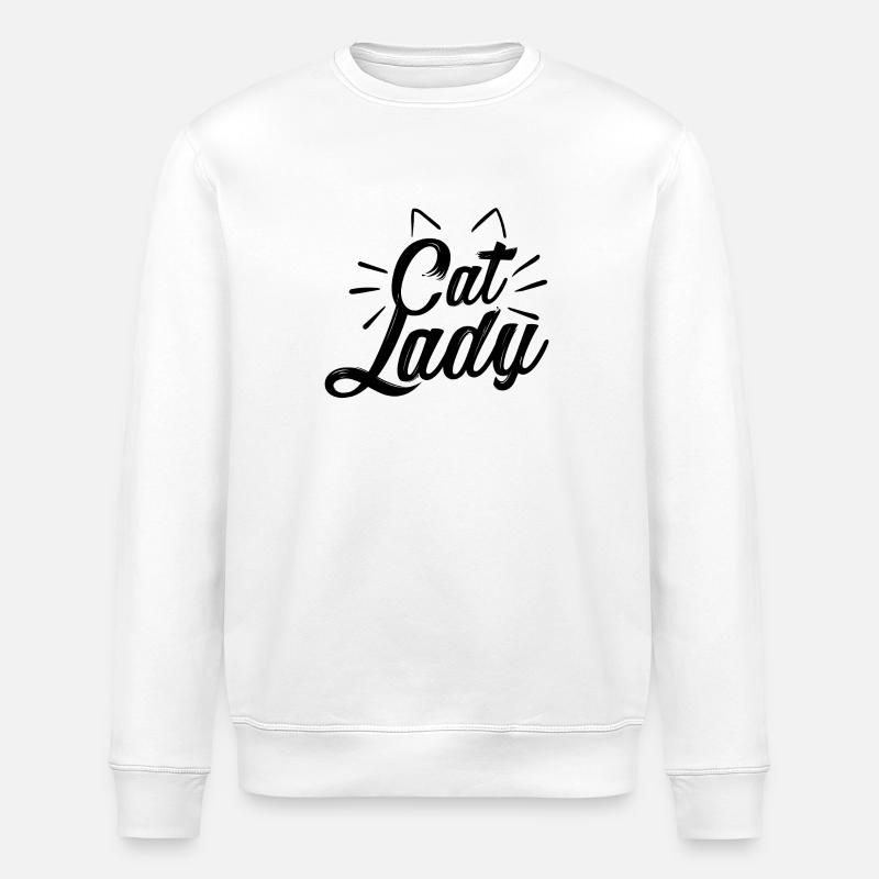 Katzen Dame Geschenk Idee - Stanley/Stella Unisex Bio-Sweatshirt ROLLER - Weiß