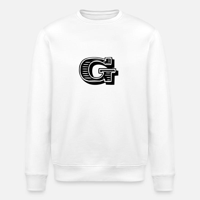 lettre G - Sweat bio ROLLER Stanley/Stella Unisexe - blanc