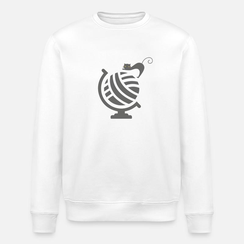 Chat mignon sur le Globe - Sweat bio ROLLER Stanley/Stella Unisexe - blanc