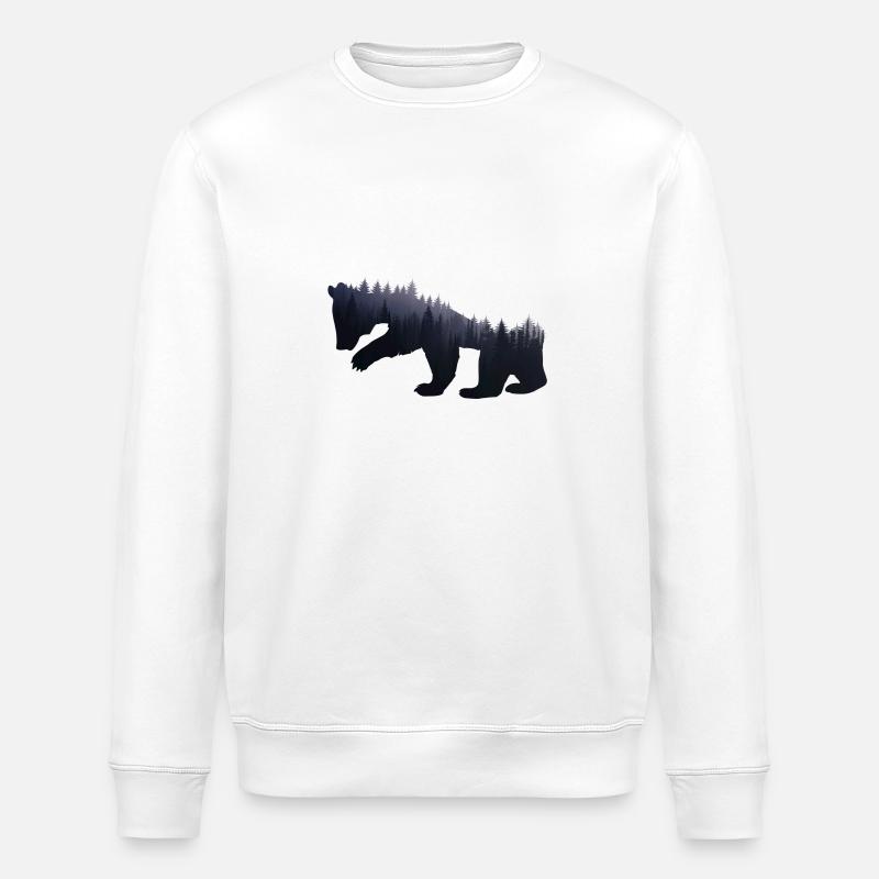 Bear Forest Nature - Gift - Stanley/Stella ROLLER Unisex Organic Sweatshirt - white