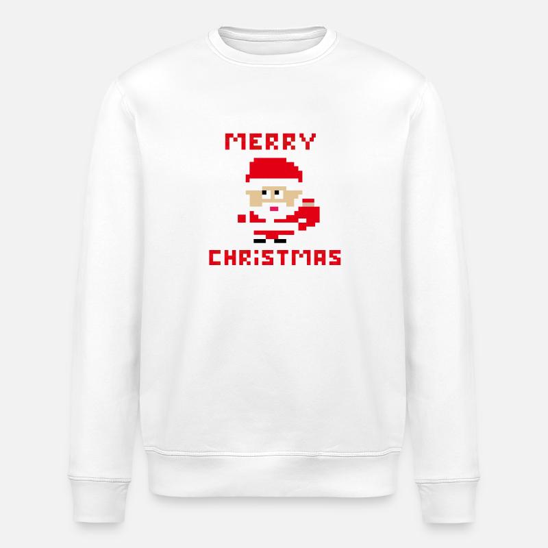 Santa 'Joyeux Noël' 8 bits - Sweat bio ROLLER Stanley/Stella Unisexe - blanc