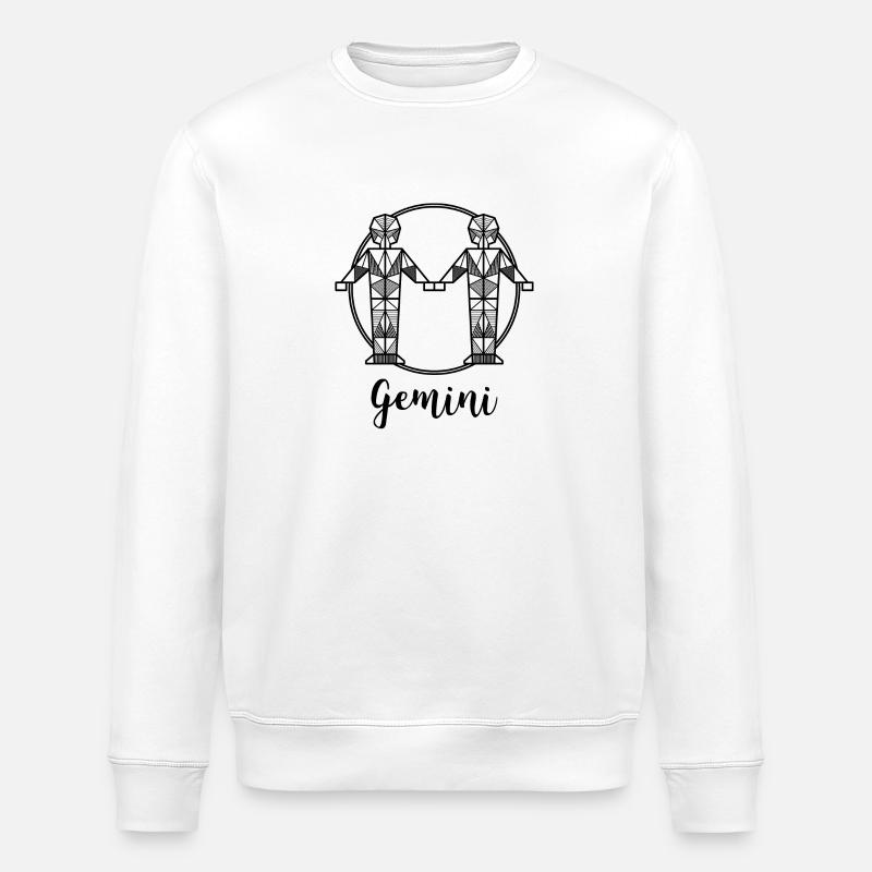Zodiac Gemini Gift Geometric Astro - Stanley/Stella ROLLER Unisex Organic Sweatshirt - white