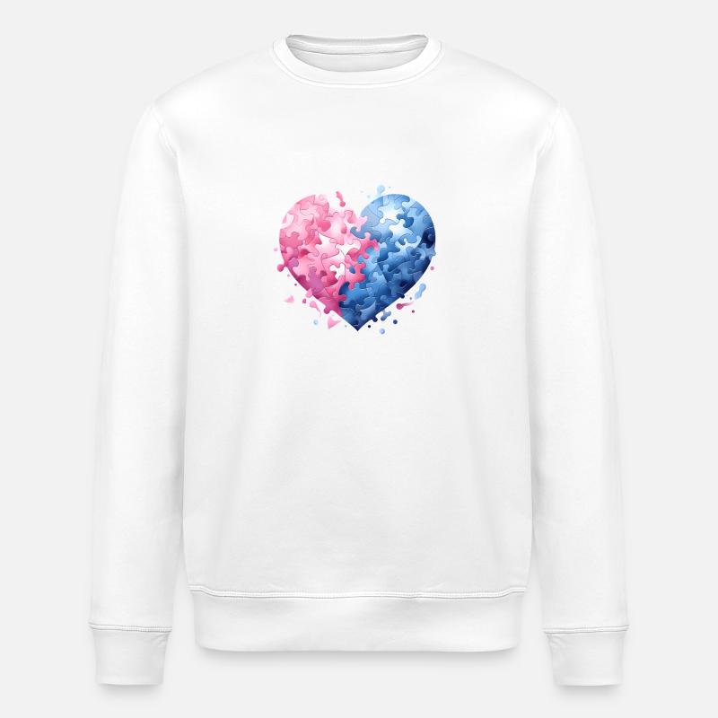 Harmonie-Herz Puzzle - Stanley/Stella Unisex Bio-Sweatshirt ROLLER - Weiß