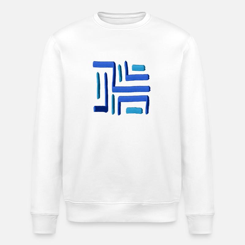 Labyrinthe peinture bleu - Sweat bio ROLLER Stanley/Stella Unisexe - blanc