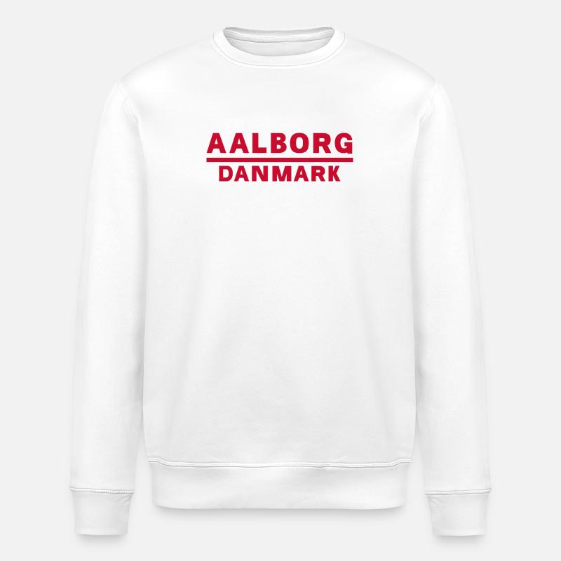 Aalborg Denmark Red Text Design - Stanley/Stella ROLLER Unisex Organic Sweatshirt - white