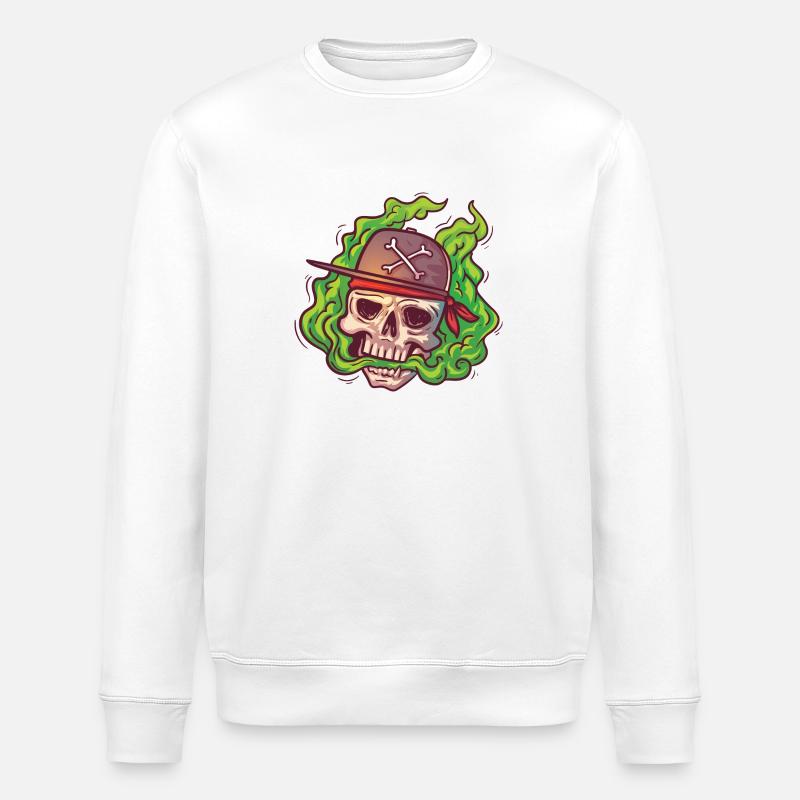 VAPE skull with cap - Stanley/Stella ROLLER Unisex Organic Sweatshirt - white