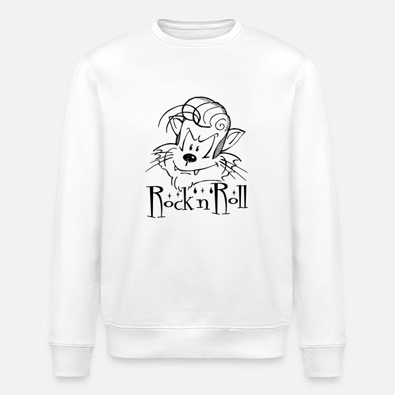 Rock'n'Roll Cat - Stanley/Stella ROLLER Unisex Organic Sweatshirt - white