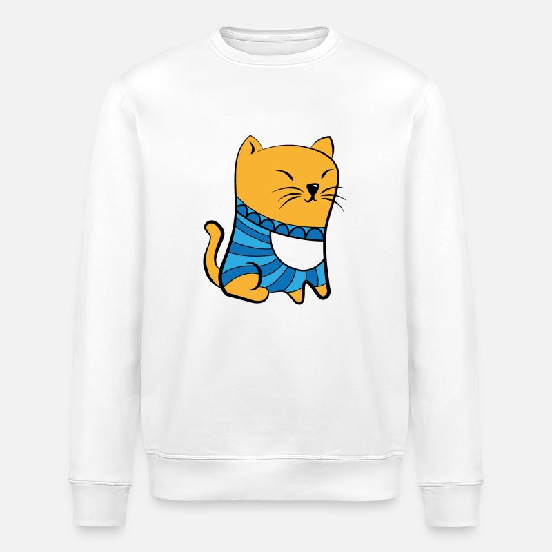 Katze mit Pullover - Stanley/Stella Unisex Bio-Sweatshirt ROLLER - Weiß