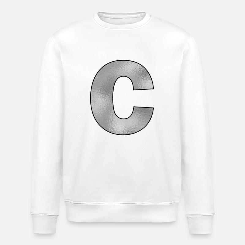 Lettre C Argent - Sweat bio ROLLER Stanley/Stella Unisexe - blanc