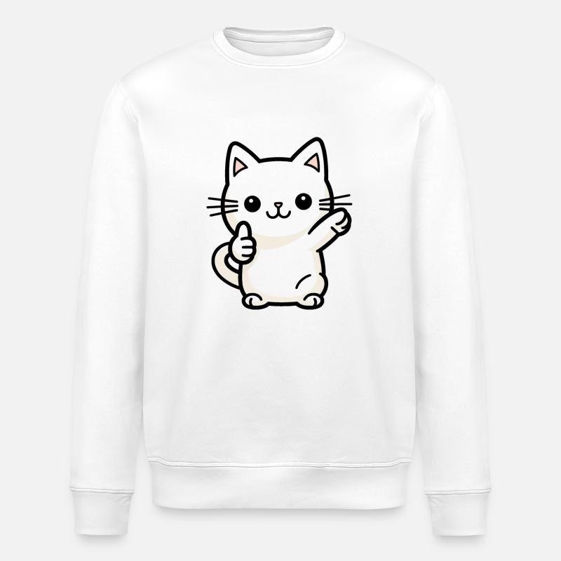 Katze - Dabbende Katze - Stanley/Stella Unisex Bio-Sweatshirt ROLLER - Weiß