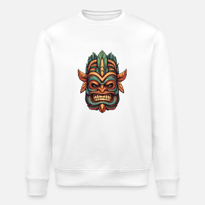 Tiki mask - Stanley/Stella Unisex Bio-Sweatshirt ROLLER - Weiß