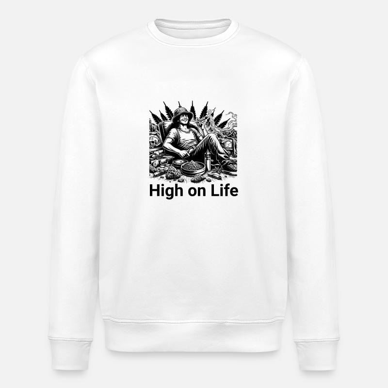 High on Life - Stanley/Stella Unisex Bio-Sweatshirt ROLLER - Weiß