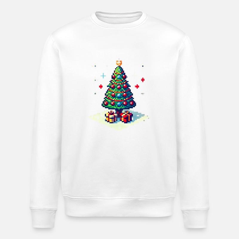8 Bit Weihnachtsbaum - Stanley/Stella Unisex Bio-Sweatshirt ROLLER - Weiß