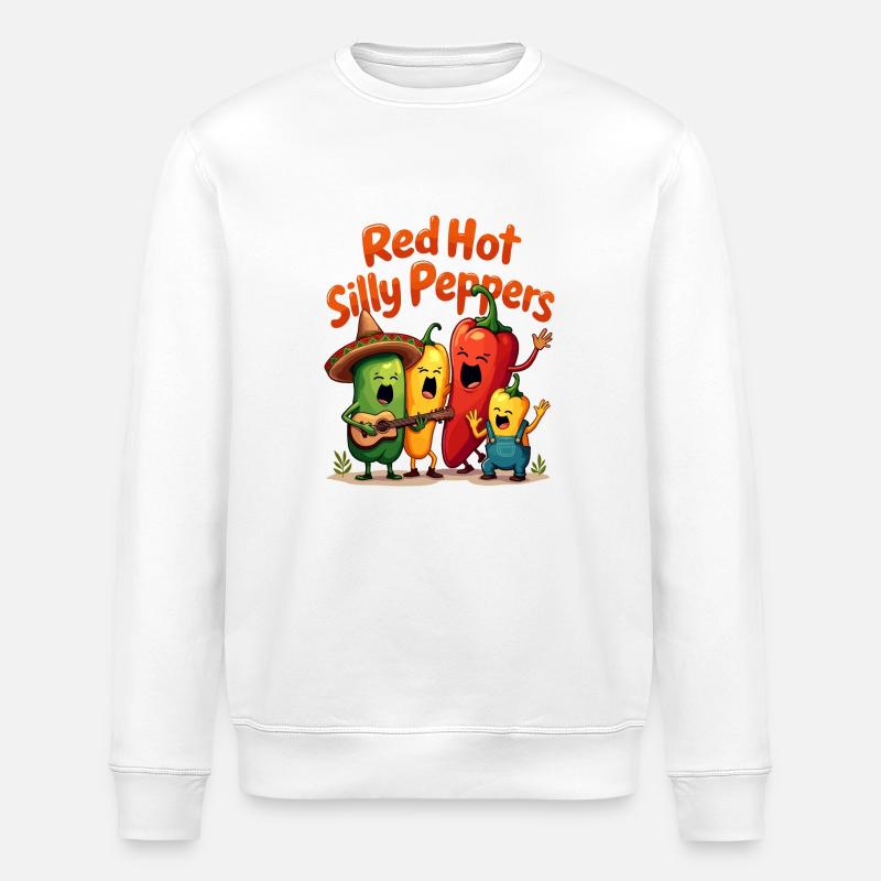 Piments ridicules rouges - Sweat bio ROLLER Stanley/Stella Unisexe - blanc