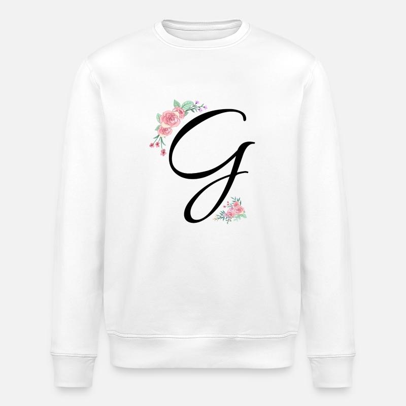 Buchstabe g Blumen - Stanley/Stella Unisex Bio-Sweatshirt ROLLER - Weiß