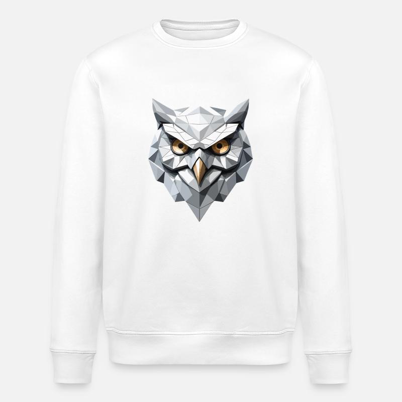 Owl Mask - Low Poly Design - Stanley/Stella ROLLER Unisex Organic Sweatshirt - white