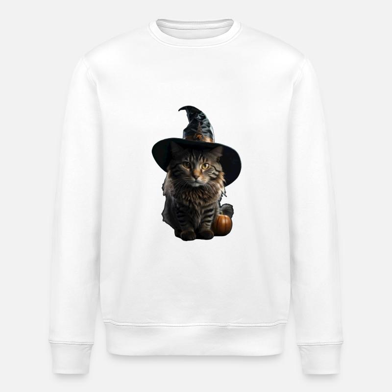 Chat sorcière Halloween - Sweat bio ROLLER Stanley/Stella Unisexe - blanc