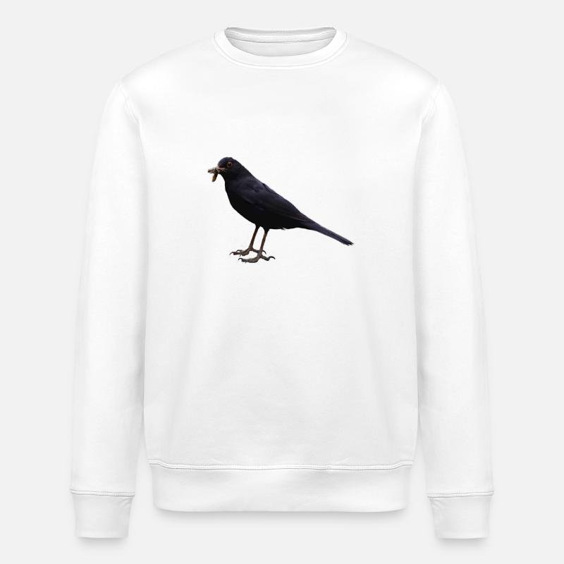 Amsel Vogel schwarzer Vogel - Stanley/Stella Unisex Bio-Sweatshirt ROLLER - Weiß