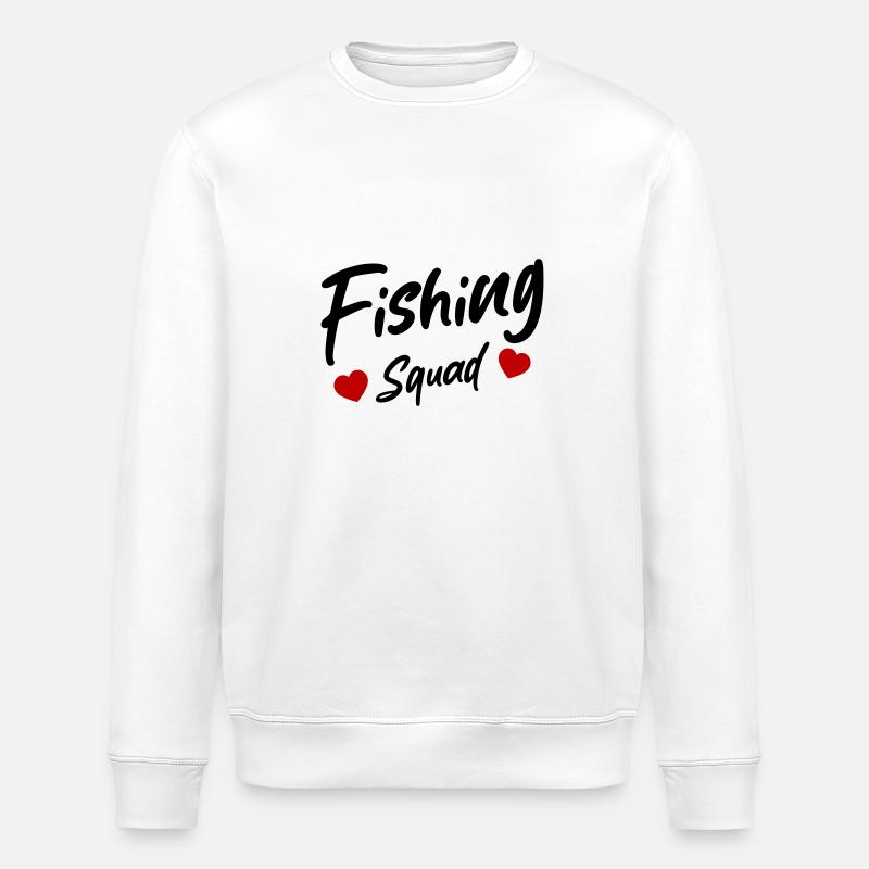 Fishing Squad Heart - Stanley/Stella ROLLER Unisex Organic Sweatshirt - white