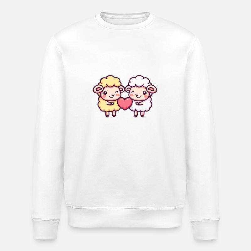 Sheep Comic Couple Love - Stanley/Stella ROLLER Unisex Organic Sweatshirt - white