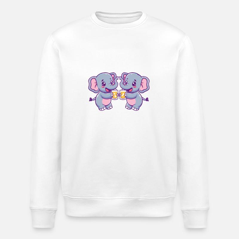 Elephant Comic Beer Funny Booze - Stanley/Stella ROLLER Unisex Organic Sweatshirt - white