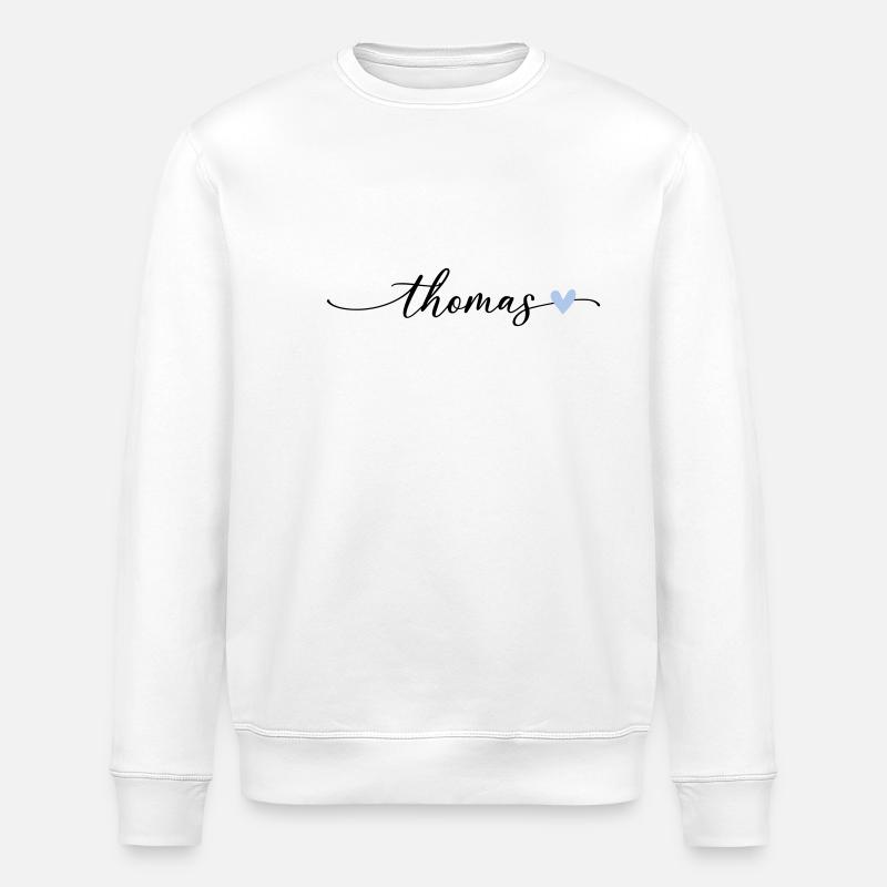 Thomas Name Calligraphy Font - Stanley/Stella ROLLER Unisex Organic Sweatshirt - white