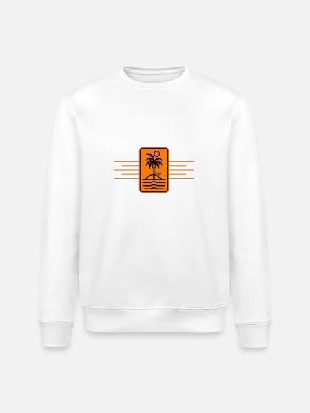 Palm Trees Island Symbol Beach - Stanley/Stella ROLLER Unisex Organic Sweatshirt - white