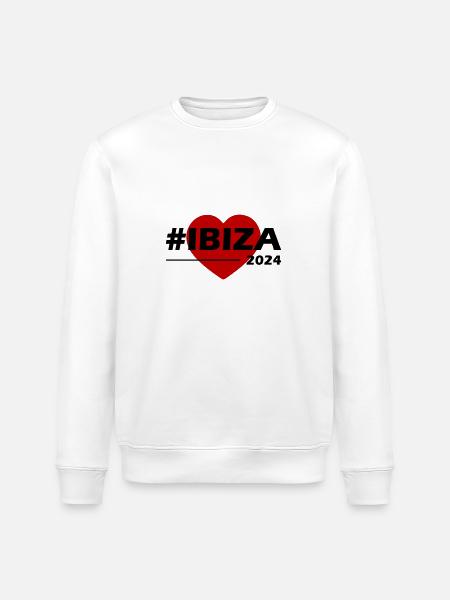 Ibiza 2024 Heart Love - Stanley/Stella ROLLER Unisex Organic Sweatshirt - white